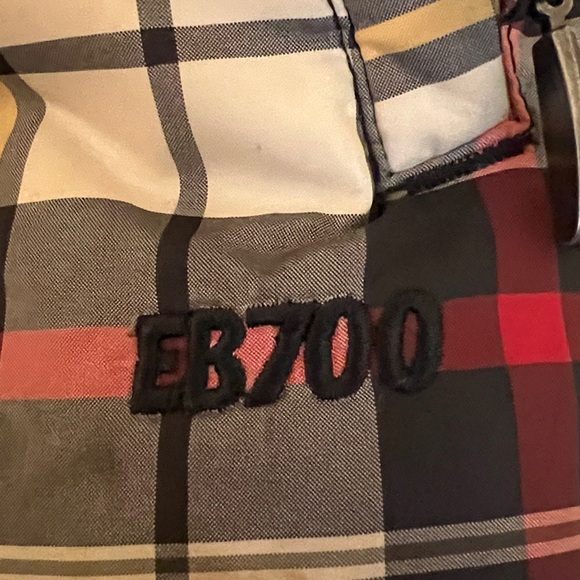 Eddie Bauer Down Vest red black yellow Plaid Small  pockets Zip Snap Enclosure - Picture 13 of 14